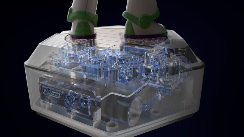 The internal structure is shown as Buzz connects to the base