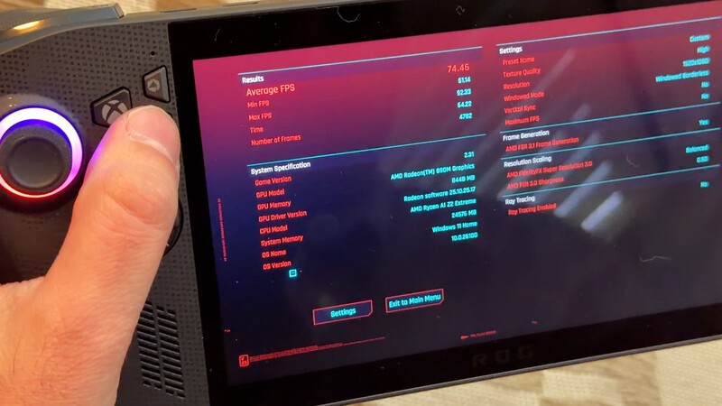 Cyberpunk Bench Marking Results Ally X
